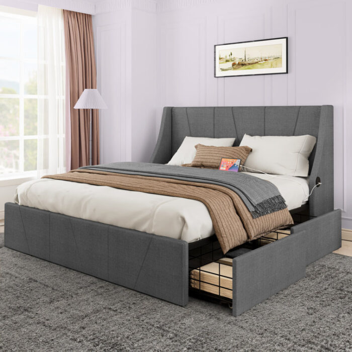 Begum Upholstered Storage Bed - Chic Decora