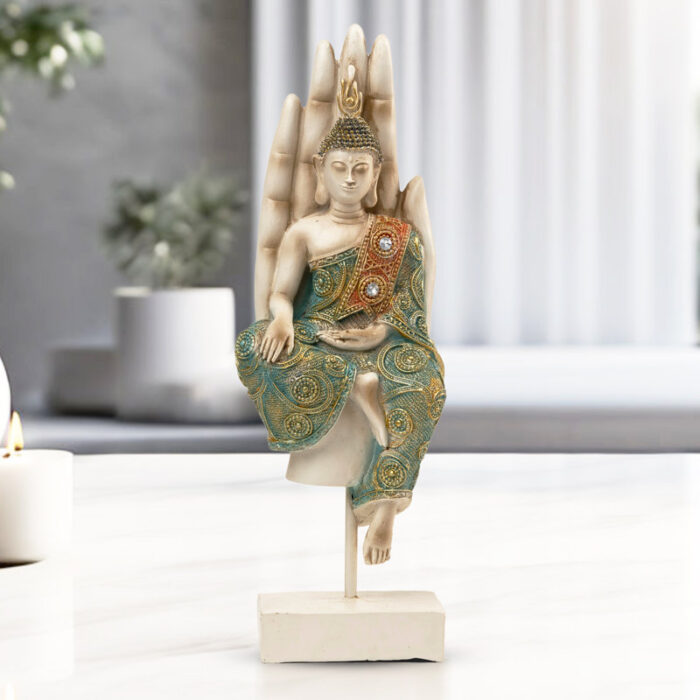 Beige Polyresin Small Buddha Statue For Serene Zen Decor - Chic Decora