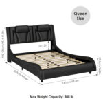 Belarmina PU Upholstered Low Profile Platform Bed with LED Light - Chic Decora