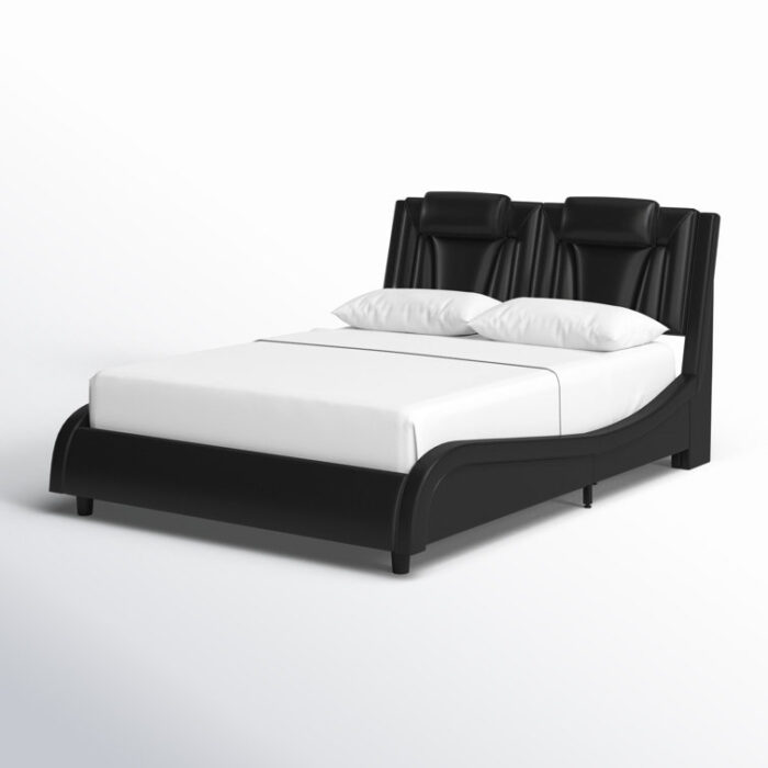 Belarmina PU Upholstered Low Profile Platform Bed with LED Light - Chic Decora