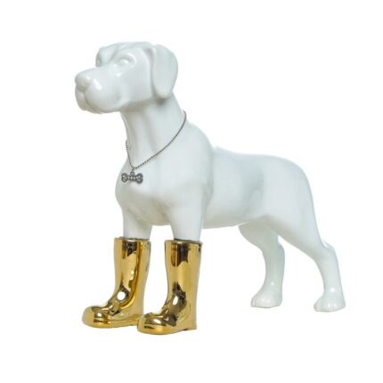 Belgrade Dog with Gold Boots Bank – 11″ tall - Chic Decora