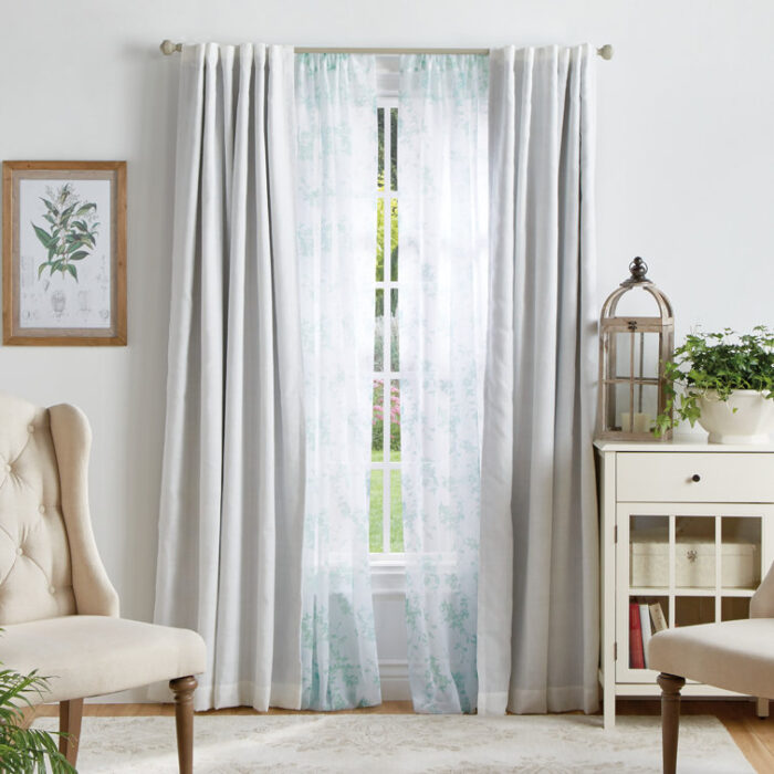 Bellefield Floral Sheer Rod Pocket Curtain Panels (Set of 2) - Chic Decora