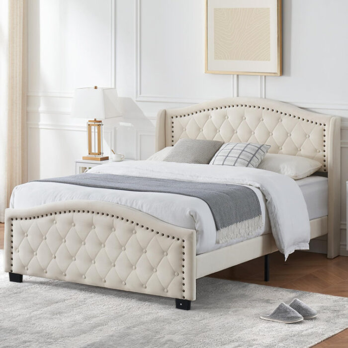 Beonca Upholstered Metal Bed - Chic Decora