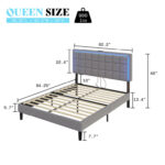 Berdean Button Tufted Platform Bed Frame with LED Lights - Chic Decora