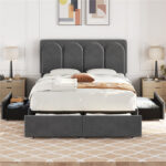 Berma Upholstered Platform Storage Bed - Chic Decora