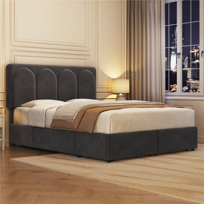 Berma Upholstered Platform Storage Bed - Chic Decora