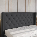 Bertillo Upholstered Metal Wingback Bed - Chic Decora