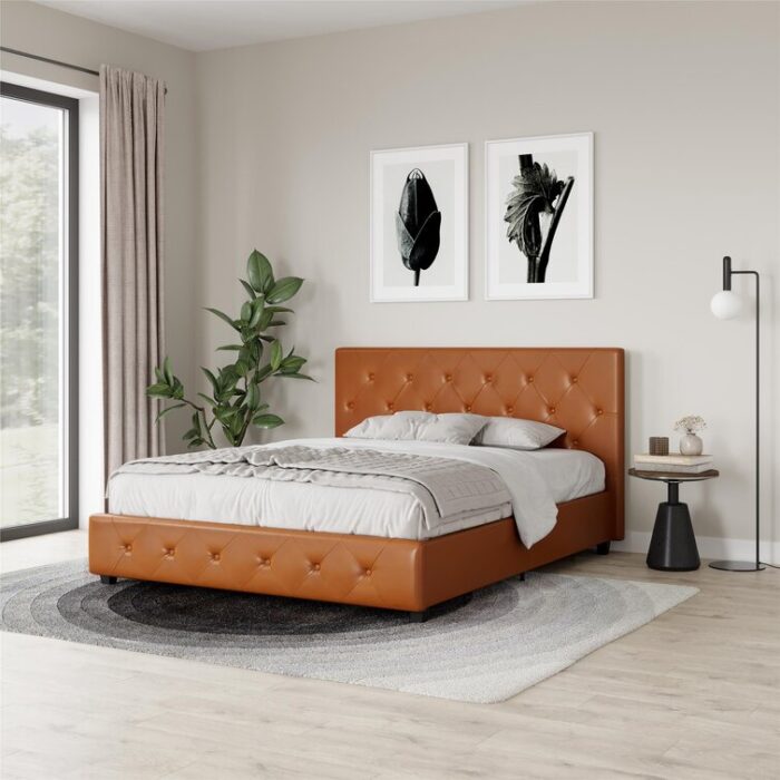 Bhaven Vegan Leather Platform Bed - Chic Decora