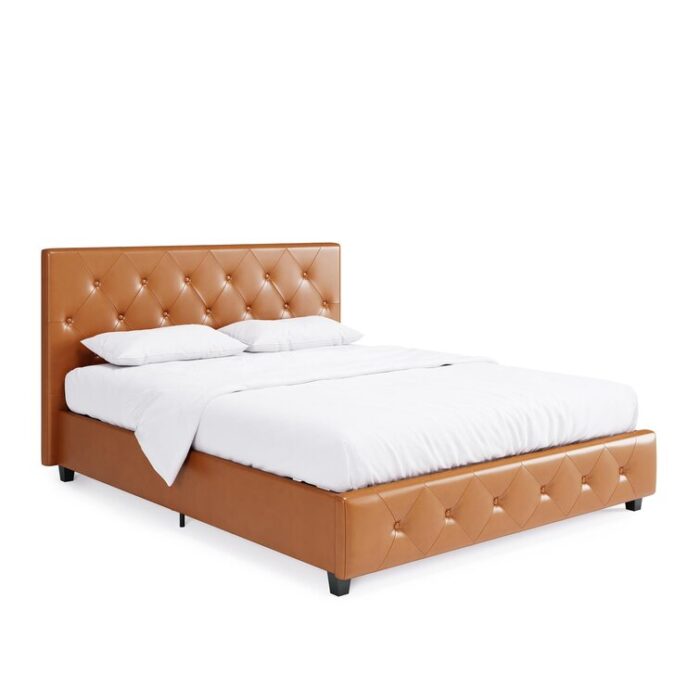 Bhaven Vegan Leather Platform Bed - Chic Decora