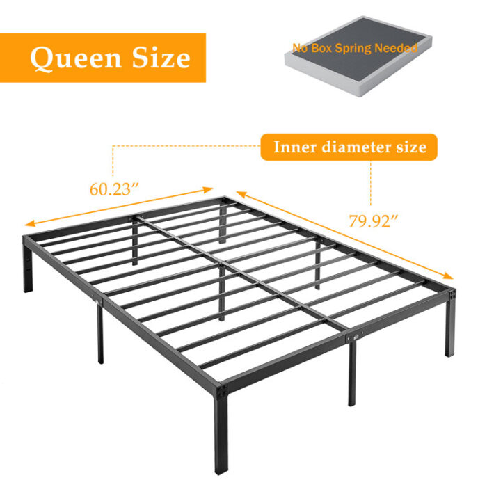 Blinni 14 Inch Heavy Duty Steel Platform Bed Frame No Box Spring Needed - Chic Decora