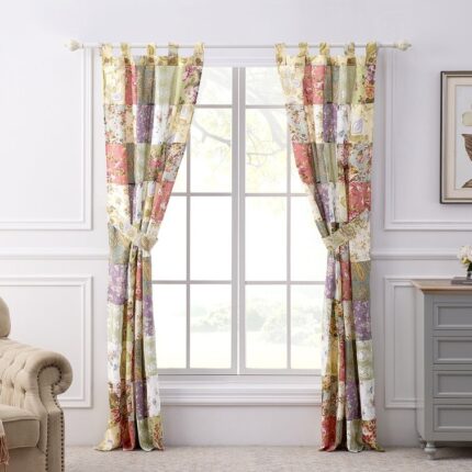 Blooming Prairie Cotton Semi Sheer Curtain Pair (Set of 2) - Chic Decora