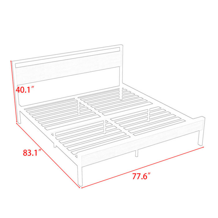 Bloomington Metal Platform Bed with Headboard - Chic Decora