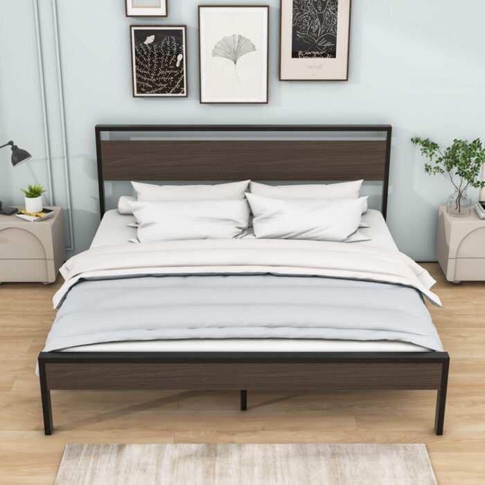 Bloomington Metal Platform Bed with Headboard - Chic Decora