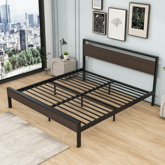 Bloomington Metal Platform Bed with Headboard - Chic Decora