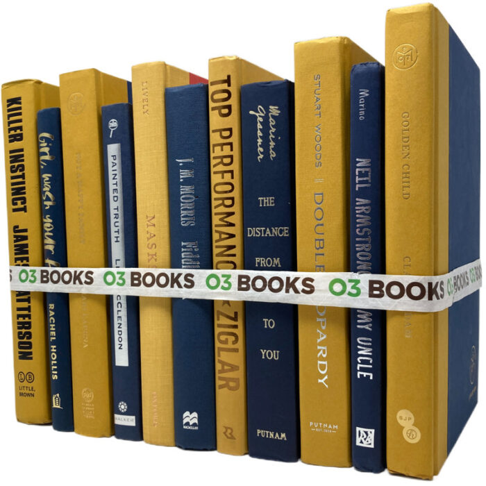 Blue and Yellow Fields Decorative Books Yellow and navy Blue - Chic Decora