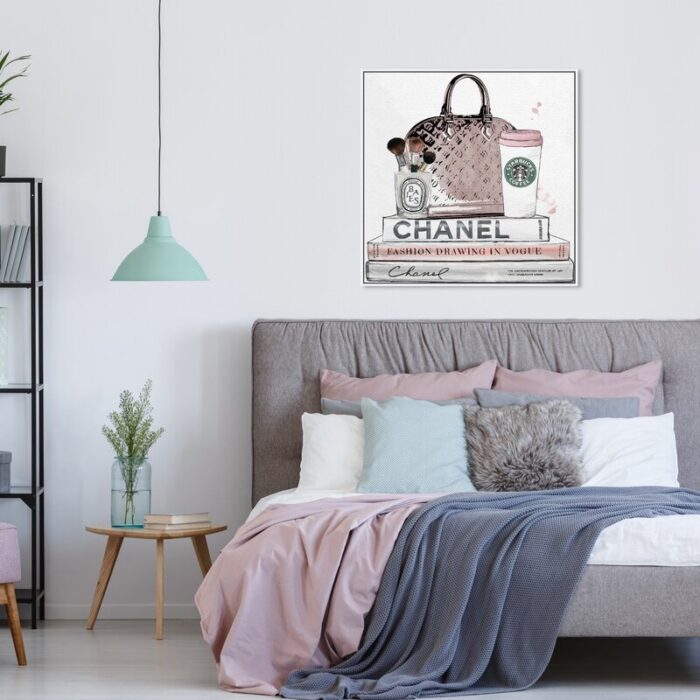 Blush and Make Up Brush – Graphic Art on Canvas - Chic Decora