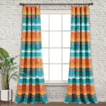 Boho Watercolor Border Polyester Semi Sheer Curtain Pair (Set of 2) - Chic Decora