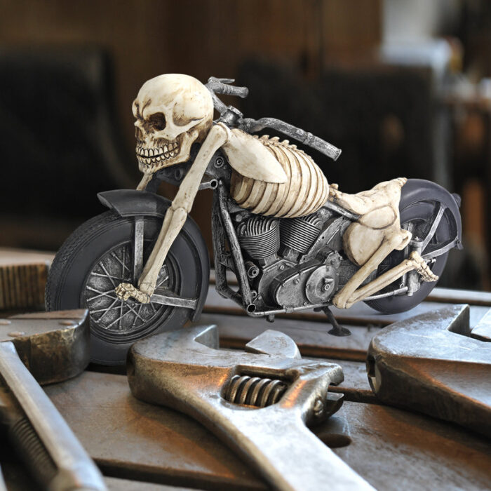 Bone Chillin Skeleton Motorcycle Figurine - Chic Decora