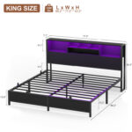 Bookcase Bed With Headboard,LED Light and Charging Station - Chic Decora