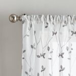 Botanical Embroidery Polyester Sheer Curtain Pair (Set of 2) - Chic Decora