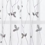 Botanical Embroidery Polyester Sheer Curtain Pair (Set of 2) - Chic Decora