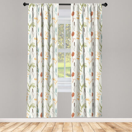 Botanical Floral Semi-Sheer Rod Pocket Curtain Panels (Set of 2) - Chic Decora