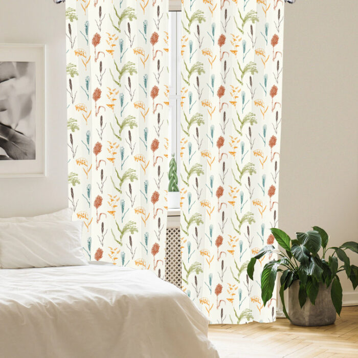 Botanical Floral Semi-Sheer Rod Pocket Curtain Panels (Set of 2) - Chic Decora