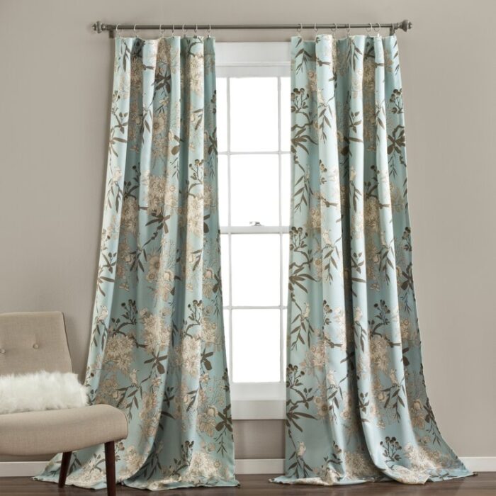 Botanical Garden Polyester Room Darkening Curtain Pair (Set of 2) - Chic Decora