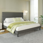 Boucle Upholstered Bed Frame With 50″ High Adjustable Headboard - Chic Decora