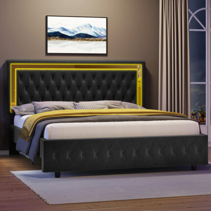 Braiya Upholstered Platform Bed - Chic Decora