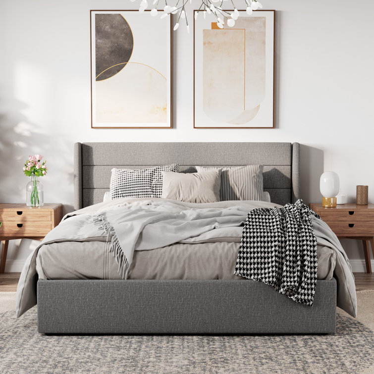 Braya Hydraulic Lift Up Storage Upholstered Platform Bed - Chic Decora