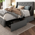 Brij Upholstered Wingback Storage Bed - Chic Decora