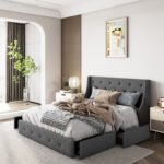 Brij Upholstered Wingback Storage Bed - Chic Decora