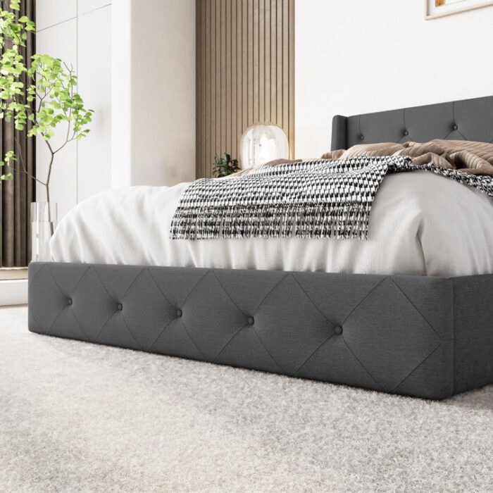 Brij Upholstered Wingback Storage Bed - Chic Decora