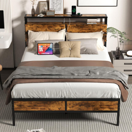 Ashiqu Squares Upholstered Platform Bed - Chic Decora