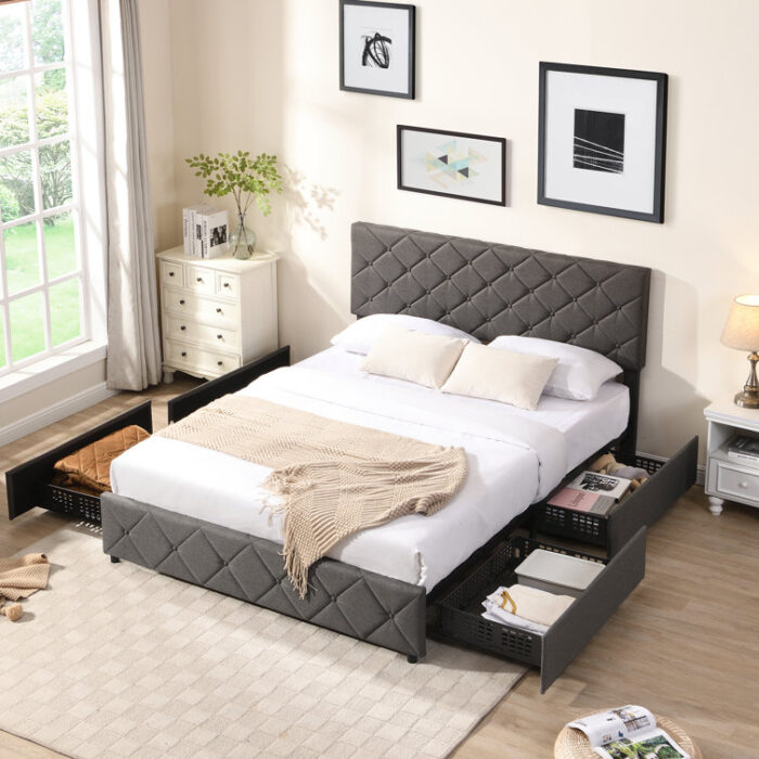 Brooklet Upholstered Platform Storage Bed - Chic Decora