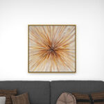 Brown Canvas Radial Starburst Framed Wall Art with Gold Frame - Chic Decora