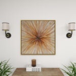 Brown Canvas Radial Starburst Framed Wall Art with Gold Frame - Chic Decora