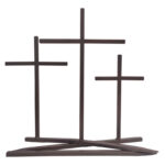 Brown Metal 3 Standing Crosses on Metal Frame Freestanding Décor - Chic Decora