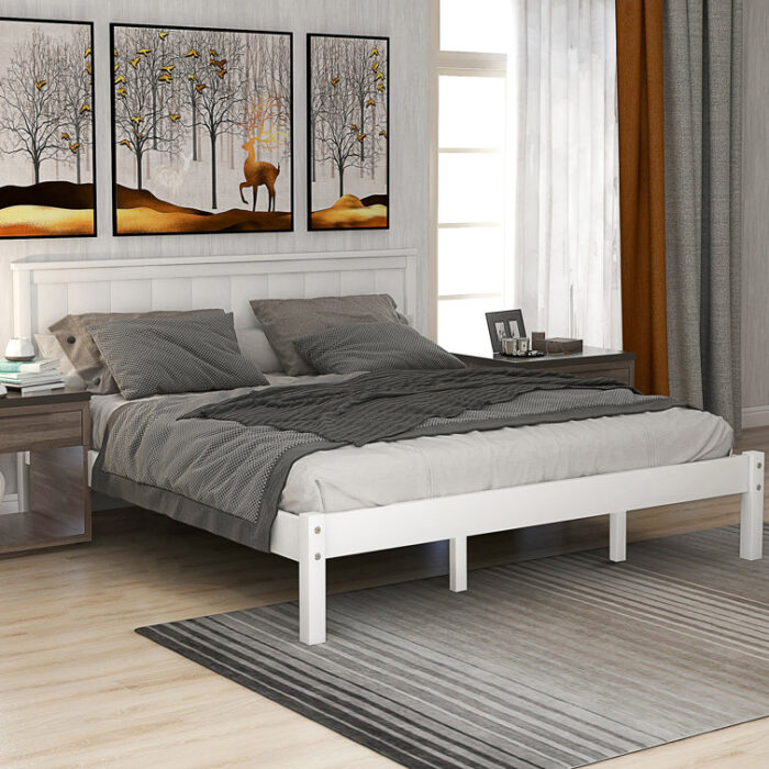 Buhr Wood Platform Bed With Headboard - Chic Decora