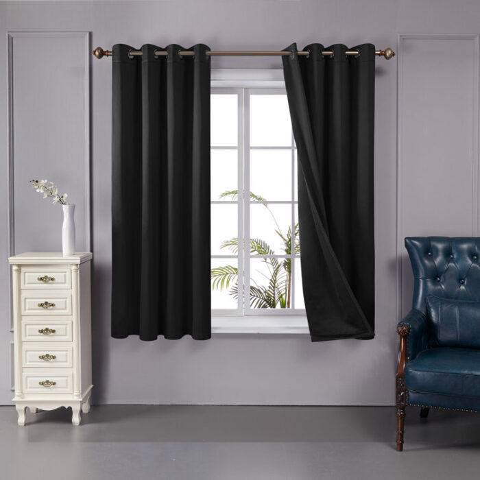 Bursaite 100 Percent Blackout Double Layers Lined Curtain Panel Pair (Set of 2) - Chic Decora