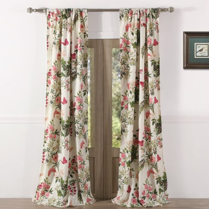 Butterflies Polyester Semi Sheer Curtain Pair (Set of 2) - Chic Decora