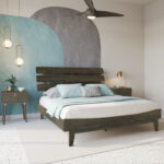 Caden Solid Wood Platform Bed with Adjustable Headboard, Mid-Century Modern - Chic Decora