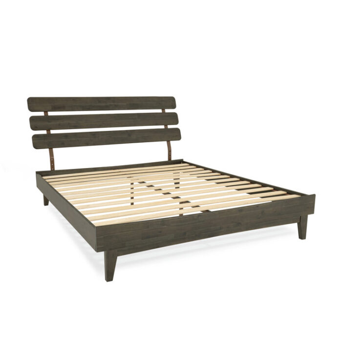 Caden Solid Wood Platform Bed with Adjustable Headboard, Mid-Century Modern - Chic Decora