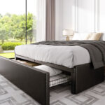 Caelib Faux Leather Upholstered Platform Bed with 3 Large Drawers - Chic Decora