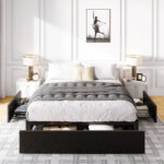 Caelib Faux Leather Upholstered Platform Bed with 3 Large Drawers - Chic Decora