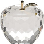 Caely 3″ Clear and Gold Crystal Apple Tabletop Sculpture - Chic Decora