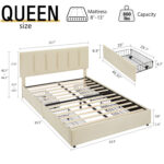 Cahlin Bed Frame With 4 Storage Drawer Queen Full Size Upholstered Adjustable Headboard Platform Bed - Chic Decora