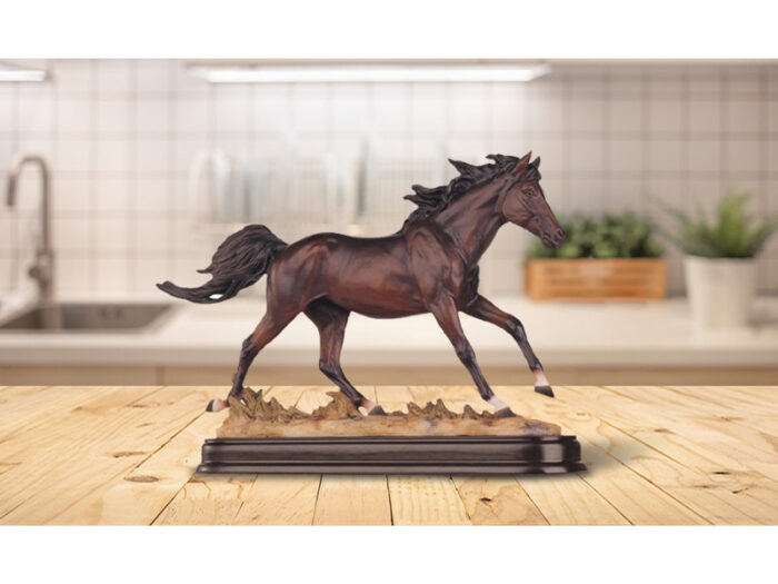 Caity 6.25″H Dark Brown Galloping Horse Figurine - Chic Decora