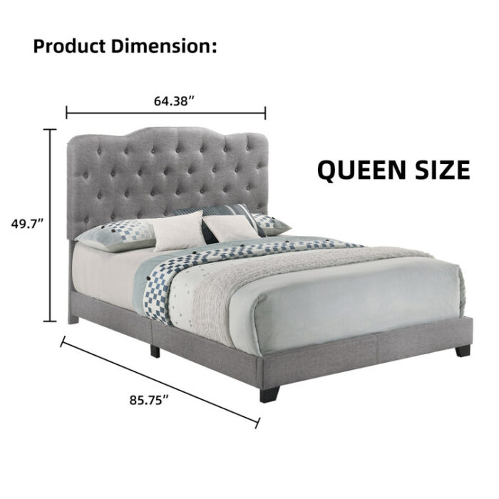 Caliopia Upholstered Standard Bed - Chic Decora